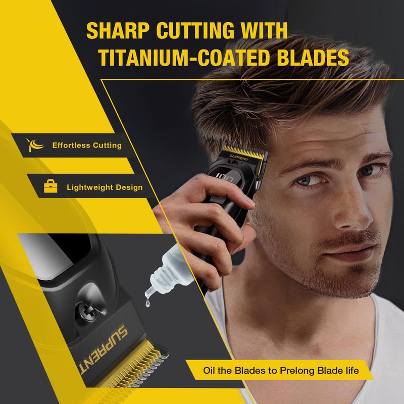 SUPRENT Mens Hair Clipper-Rechargeable Hair Cutting Kits with LED Display, Cordless Hair Clipper for Home Use & Barbers (Black) - Image 4