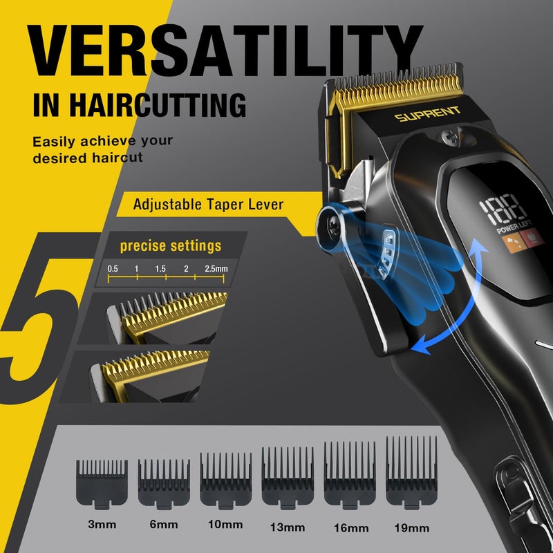 SUPRENT Mens Hair Clipper-Rechargeable Hair Cutting Kits with LED Display, Cordless Hair Clipper for Home Use & Barbers (Black) - Image 3