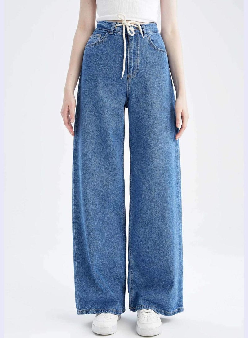 DeFacto High Waisted Tie Waist Culotte Jeans  - Image 1
