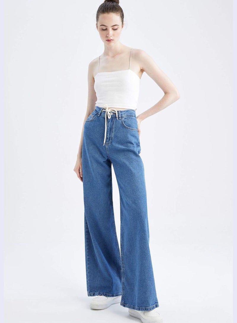 DeFacto High Waisted Tie Waist Culotte Jeans  - Image 3