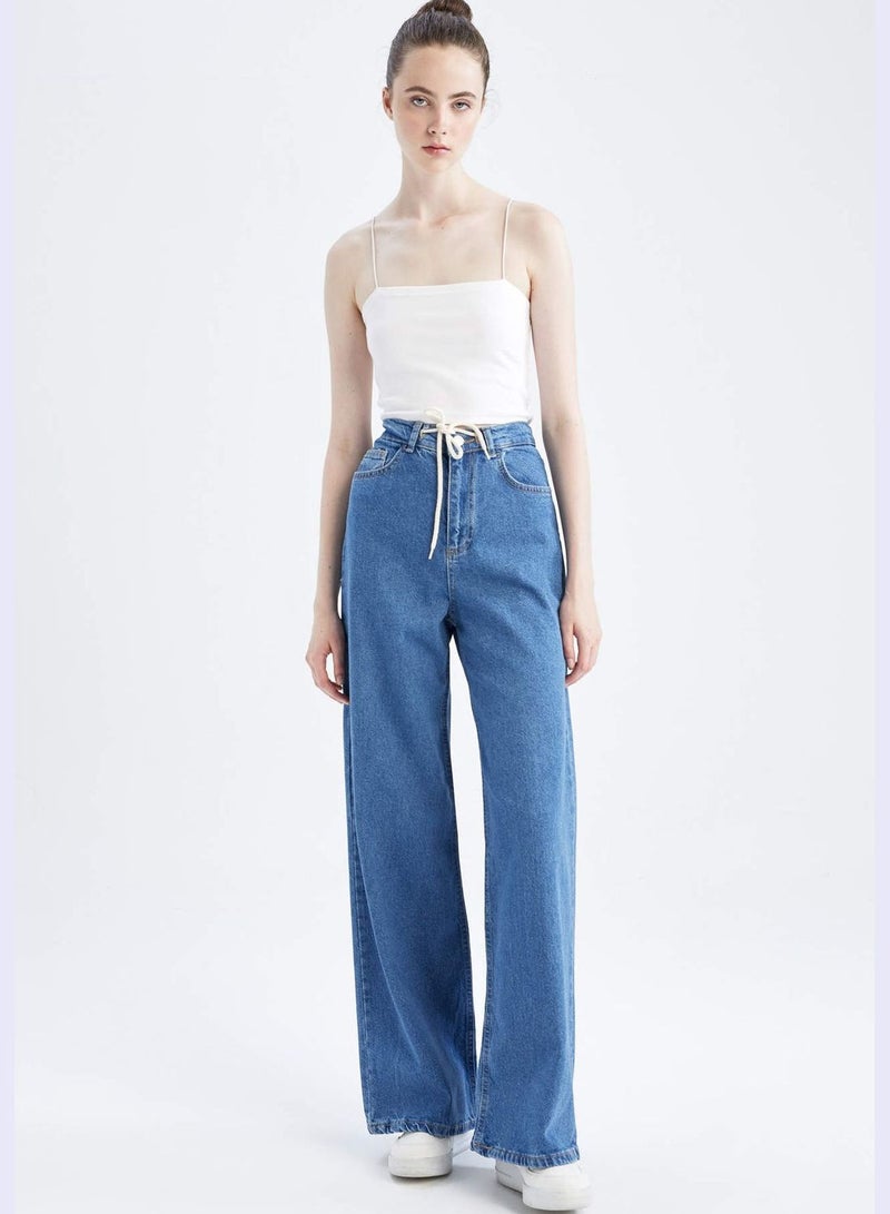 DeFacto High Waisted Tie Waist Culotte Jeans  - Image 2