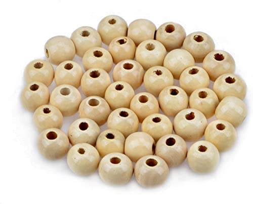 AD Beads 100 Pieces 10x12mm Natural Round Wooden Spacer Big Hole Beads Assorted for Necklace Bracelet Craft Making Decoration - Image 1