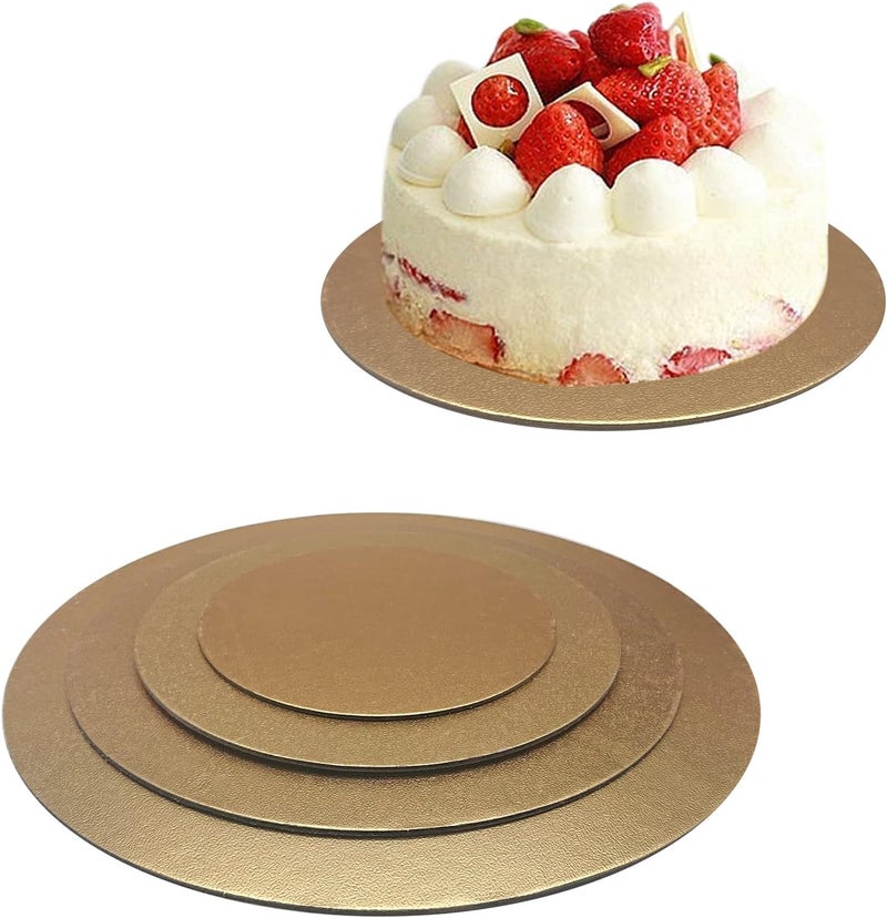 Goiio 4 Pack Cake Boards Golden Round Cake Circles 6, 8, 10, 12 Inch Cake Base Cardboard, 1 of Each Size Set for Baking Cake, Gold - Image 3