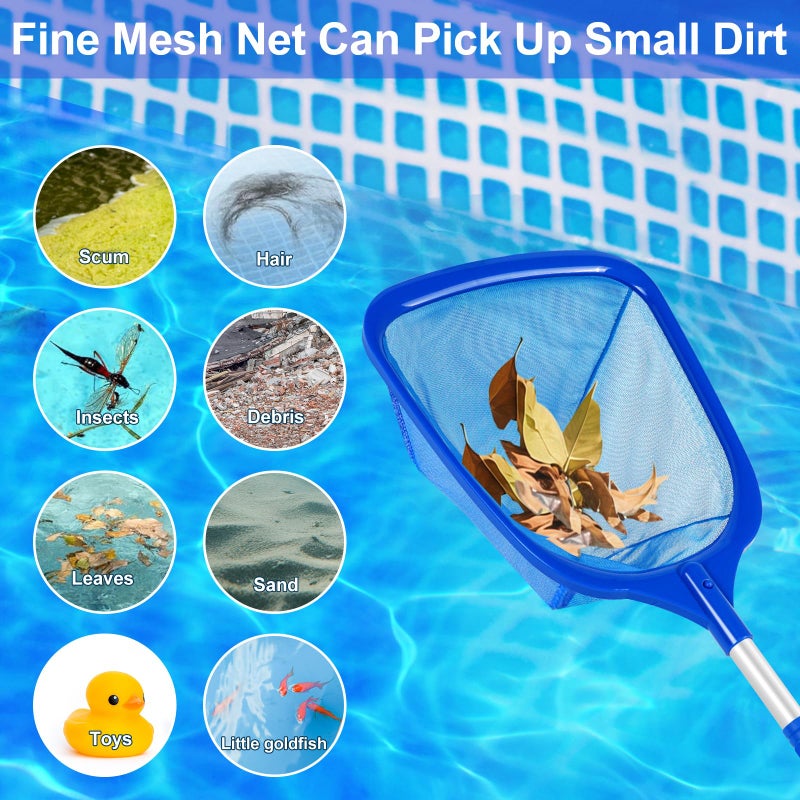 ROMIVO Hot Tub Pool Skimmer Net, Pond Net With 13'' Aluminum Pole, Deep Ultra Fine Mesh for Hot Tubs/Spas/fountain/Small Pools, Durable Aluminum Handle Leaf & Debris Cleaner for Above ground Inground Pool - Image 3