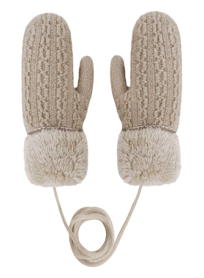 PURFUN Babies Winter Thick Knitted Gloves Cozy Warm Fleece Lined Stretchy Full Finger Gloves Toddler Girls Boys Outdoor Walking Travel Camping Ski Short Mittens Hands Warmer - Image 2