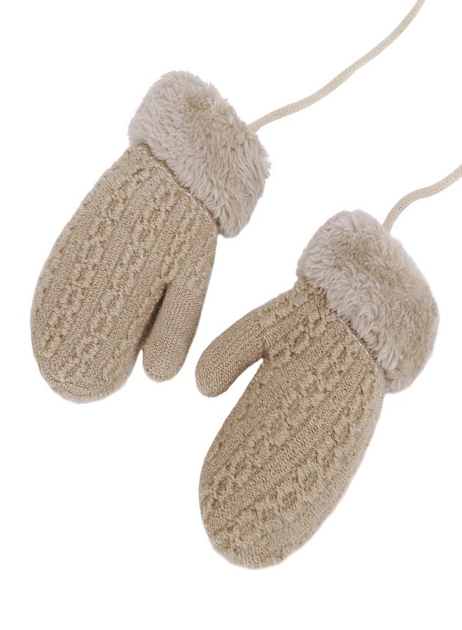 PURFUN Babies Winter Thick Knitted Gloves Cozy Warm Fleece Lined Stretchy Full Finger Gloves Toddler Girls Boys Outdoor Walking Travel Camping Ski Short Mittens Hands Warmer - Image 3