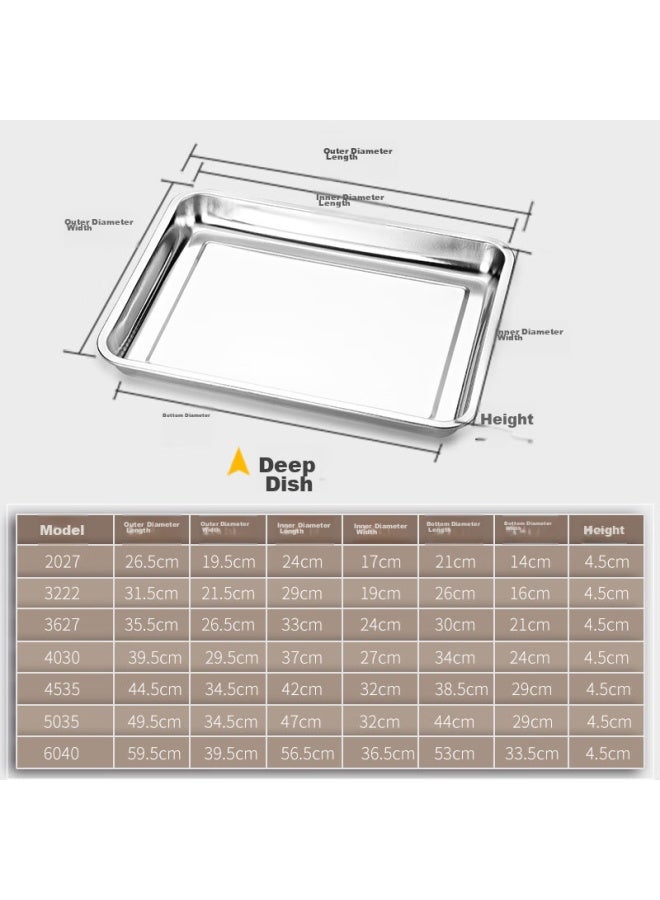 Yutai 304 Stainless Steel Rectangular Tray, Household Square Plate, Dining Plate, Fish Grilling Iron Plate, Steaming Tray 3627 - Image 5