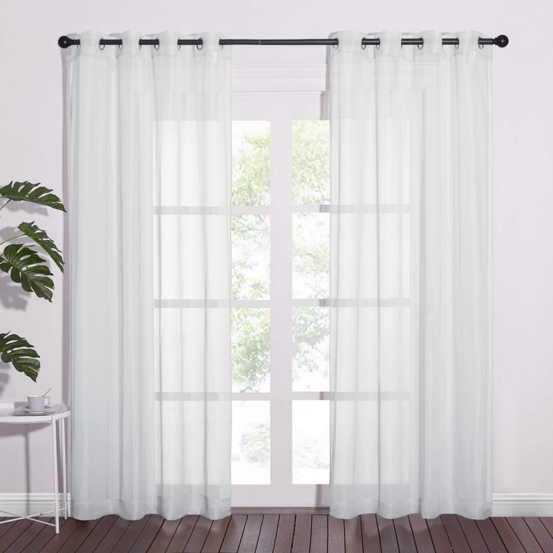 NICETOWN Sheer Curtains 84 Inches Long - Ring Top Solid Voile Window Draperies Elegant Panels for Guste Room (Light Gray, 2 Panels, W54 x L84 Inches) - Image 1