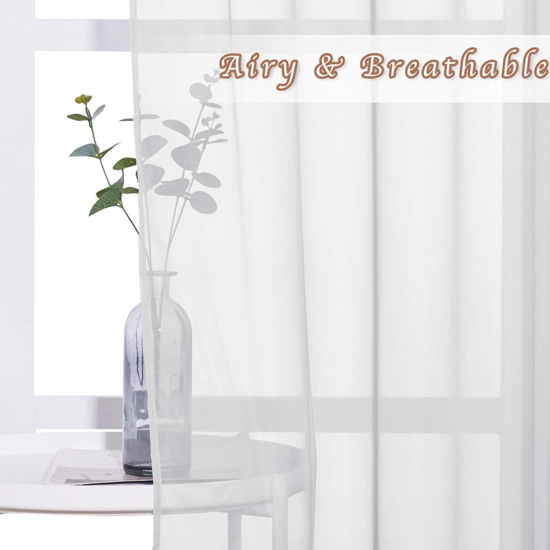 NICETOWN Sheer Curtains 84 Inches Long - Ring Top Solid Voile Window Draperies Elegant Panels for Guste Room (Light Gray, 2 Panels, W54 x L84 Inches) - Image 3