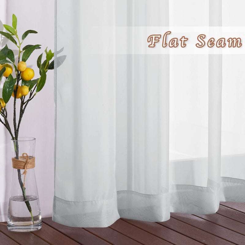 NICETOWN Sheer Curtains 84 Inches Long - Ring Top Solid Voile Window Draperies Elegant Panels for Guste Room (Light Gray, 2 Panels, W54 x L84 Inches) - Image 5