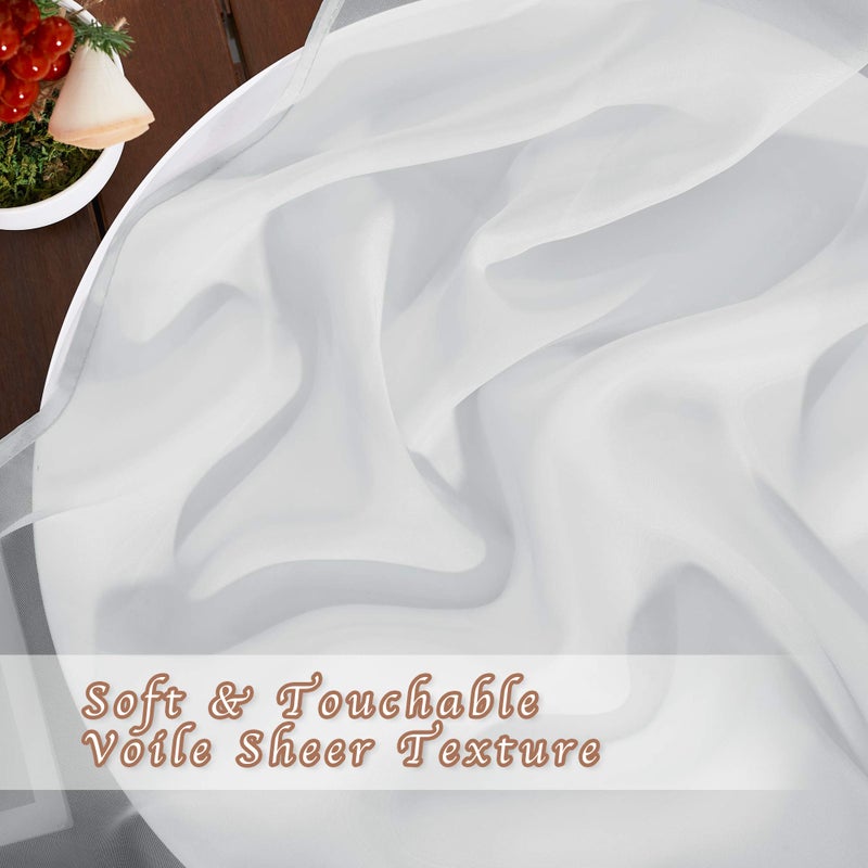 NICETOWN Sheer Curtains 84 Inches Long - Ring Top Solid Voile Window Draperies Elegant Panels for Guste Room (Light Gray, 2 Panels, W54 x L84 Inches) - Image 4