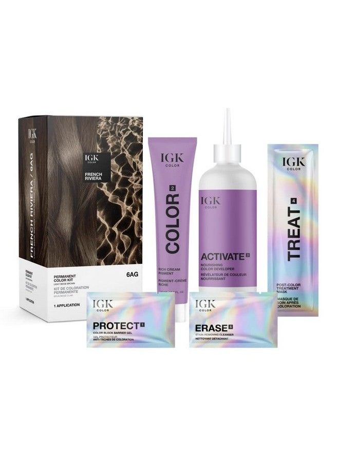 iGK Permanent Color Kit French Riviera Light Beige Brown 6Ag | Easy Application + Strengthen + Shine | Vegan + Cruelty Free + Ammonia Free | 4.75 Oz  - Image 3