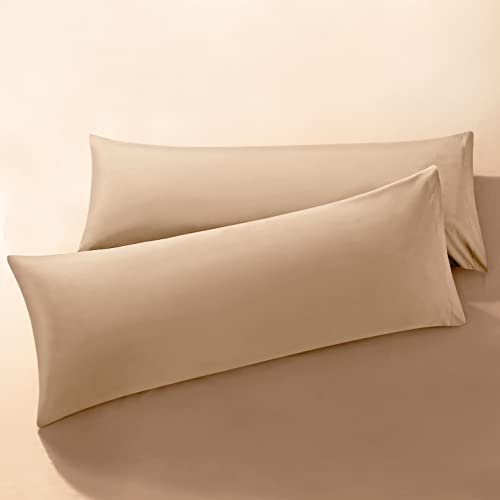 MILVOWOC 2Pcs Brushed Microfiber Body Pillowcases - 20 x 48 Inch, Camel Pillow Case Set Non Slip Envelope Pillow Cover with Moisture Absorption and Anti-Wrinkle - Image 1