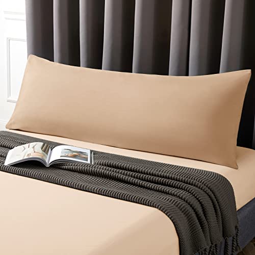 MILVOWOC 2Pcs Brushed Microfiber Body Pillowcases - 20 x 48 Inch, Camel Pillow Case Set Non Slip Envelope Pillow Cover with Moisture Absorption and Anti-Wrinkle - Image 3