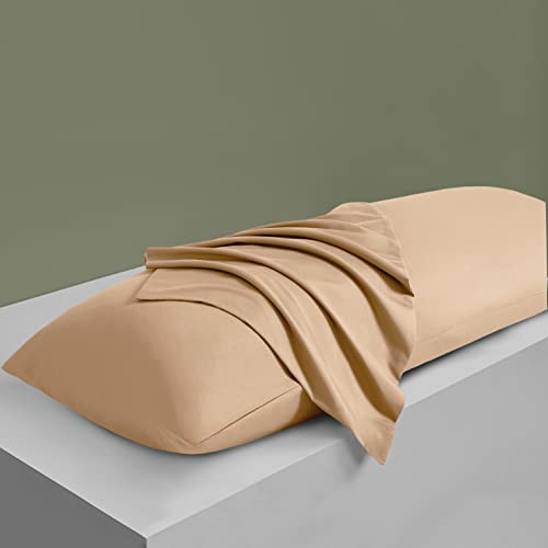 MILVOWOC 2Pcs Brushed Microfiber Body Pillowcases - 20 x 48 Inch, Camel Pillow Case Set Non Slip Envelope Pillow Cover with Moisture Absorption and Anti-Wrinkle - Image 4