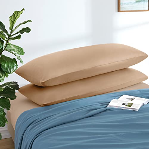 MILVOWOC 2Pcs Brushed Microfiber Body Pillowcases - 20 x 48 Inch, Camel Pillow Case Set Non Slip Envelope Pillow Cover with Moisture Absorption and Anti-Wrinkle - Image 2