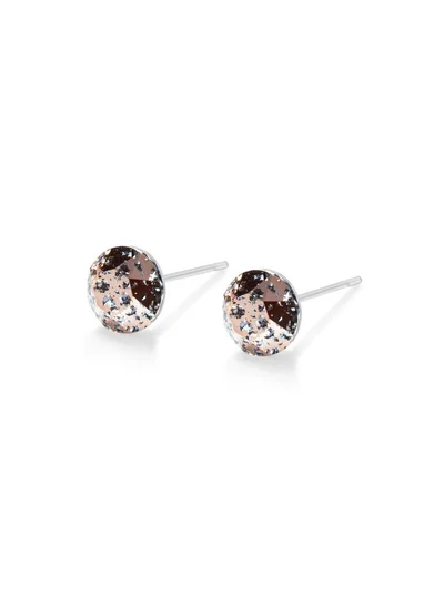 Seona Seona Aurora Austrian Crystal 6mm Stud Earrings for Women Hypoallergenic, Stainless Steel Stud Crystal Earrings, Comfortable for Sensitive Ears Premium Materials Tarnish-Free Earings, Small Stud Earrings - Rose Patina