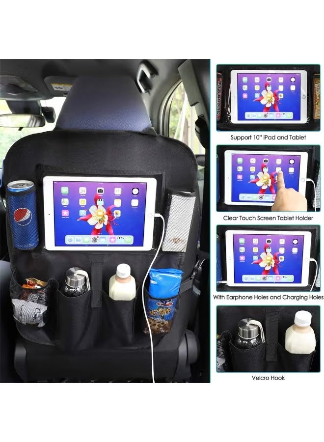 2Pcs Car Backseat Organizer, Waterproof and Durable Car Seat Storage Pockets with Touch Screen Tablet Holder, Universal Auto Travel Accessories - Image 4