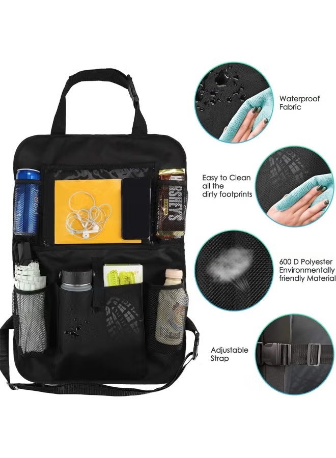 2Pcs Car Backseat Organizer, Waterproof and Durable Car Seat Storage Pockets with Touch Screen Tablet Holder, Universal Auto Travel Accessories - Image 5