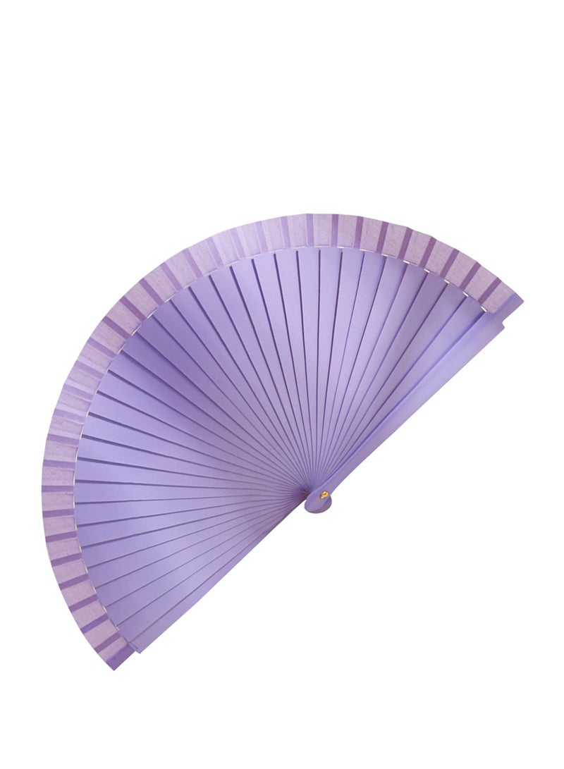 9-Inch Purple Silk Handheld Folding Fan with Wooden Handle - Perfect for Women at Events, Parties, Festivals, Raves, Dances u0026 Decorative Accessories.  - Image 1
