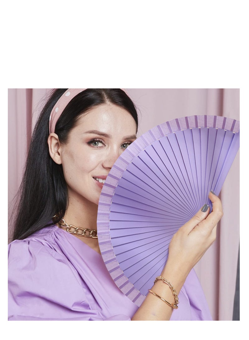 9-Inch Purple Silk Handheld Folding Fan with Wooden Handle - Perfect for Women at Events, Parties, Festivals, Raves, Dances u0026 Decorative Accessories.  - Image 4