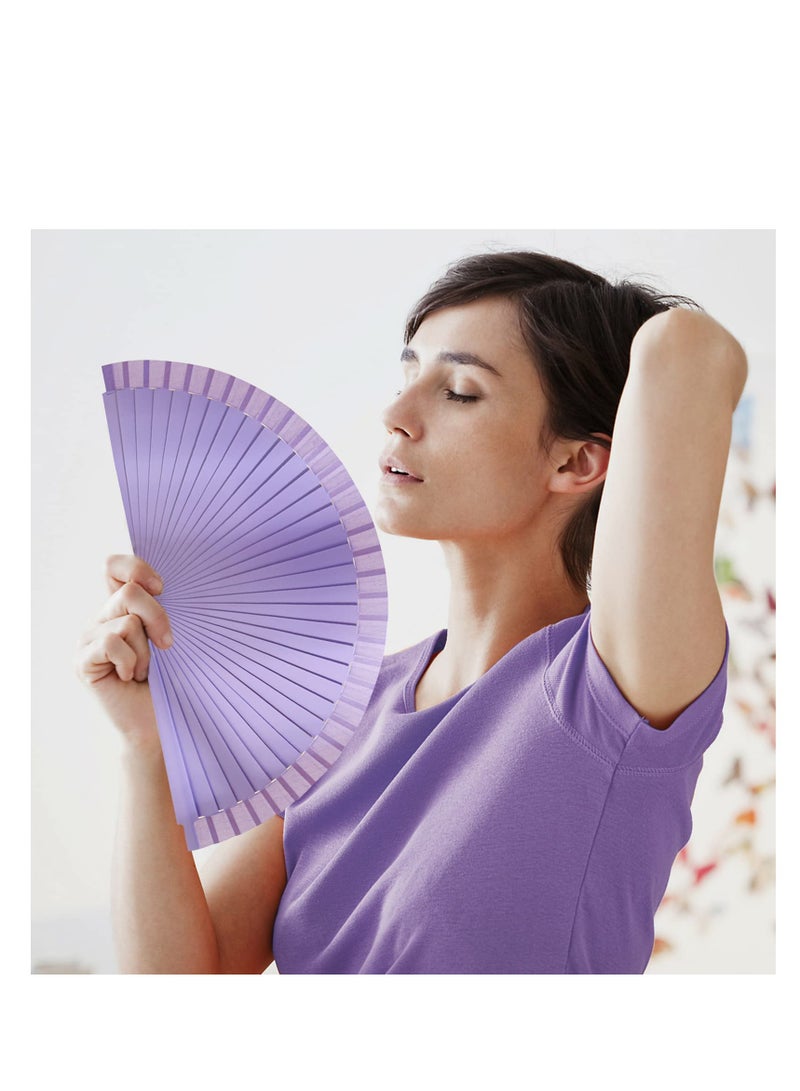 9-Inch Purple Silk Handheld Folding Fan with Wooden Handle - Perfect for Women at Events, Parties, Festivals, Raves, Dances u0026 Decorative Accessories.  - Image 5