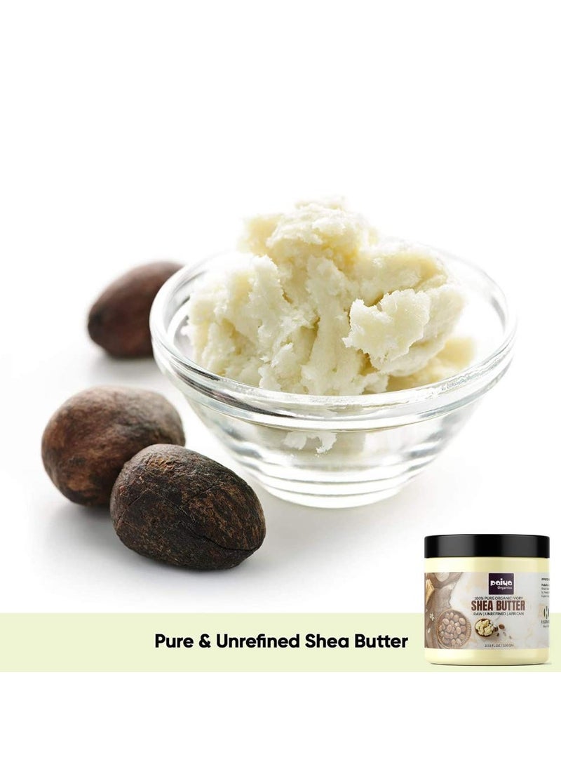 Paiya Organics - Paiya Organics Raw Unrefined Organic Ivory Shea Butter For Skin Face Hair Stretch Marks, Make Whipped Body Butter, 100gm - Image 1