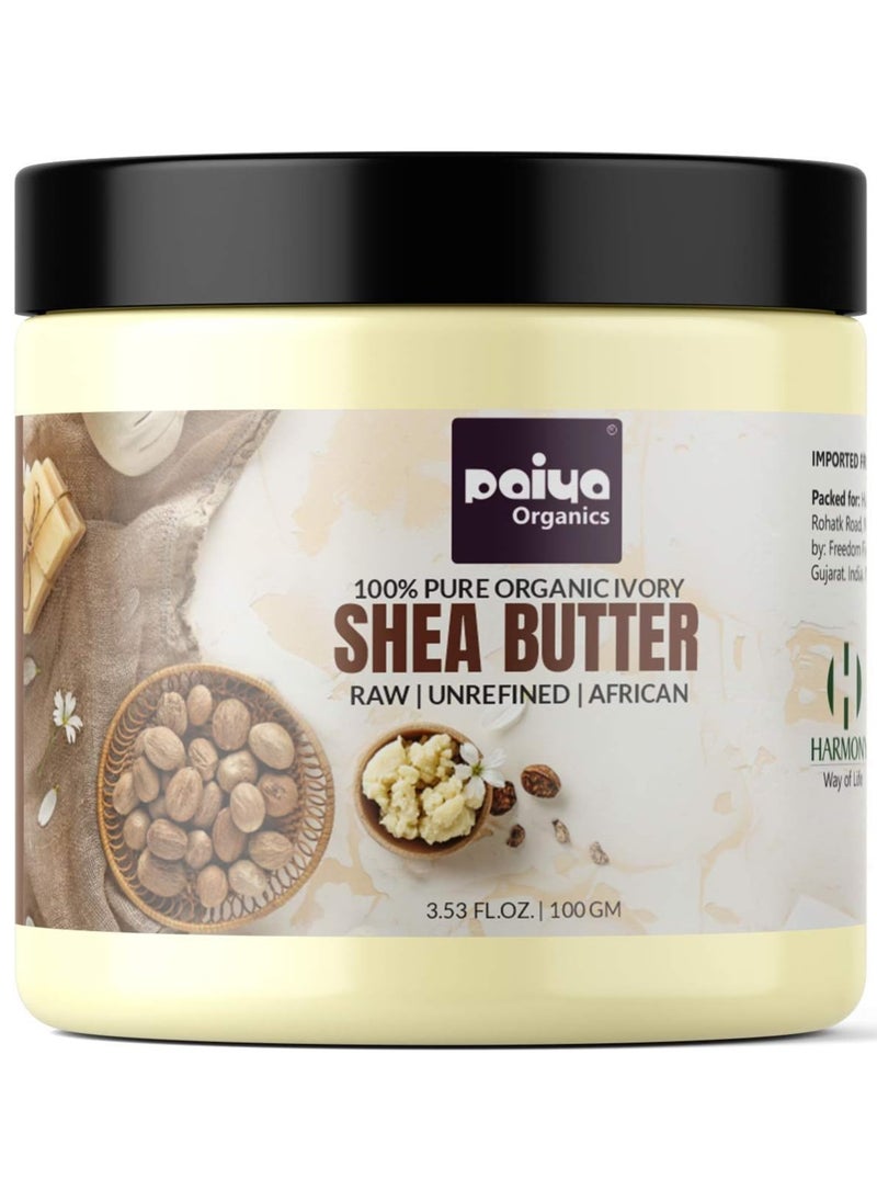 Paiya Organics - Paiya Organics Raw Unrefined Organic Ivory Shea Butter For Skin Face Hair Stretch Marks, Make Whipped Body Butter, 100gm - Image 1