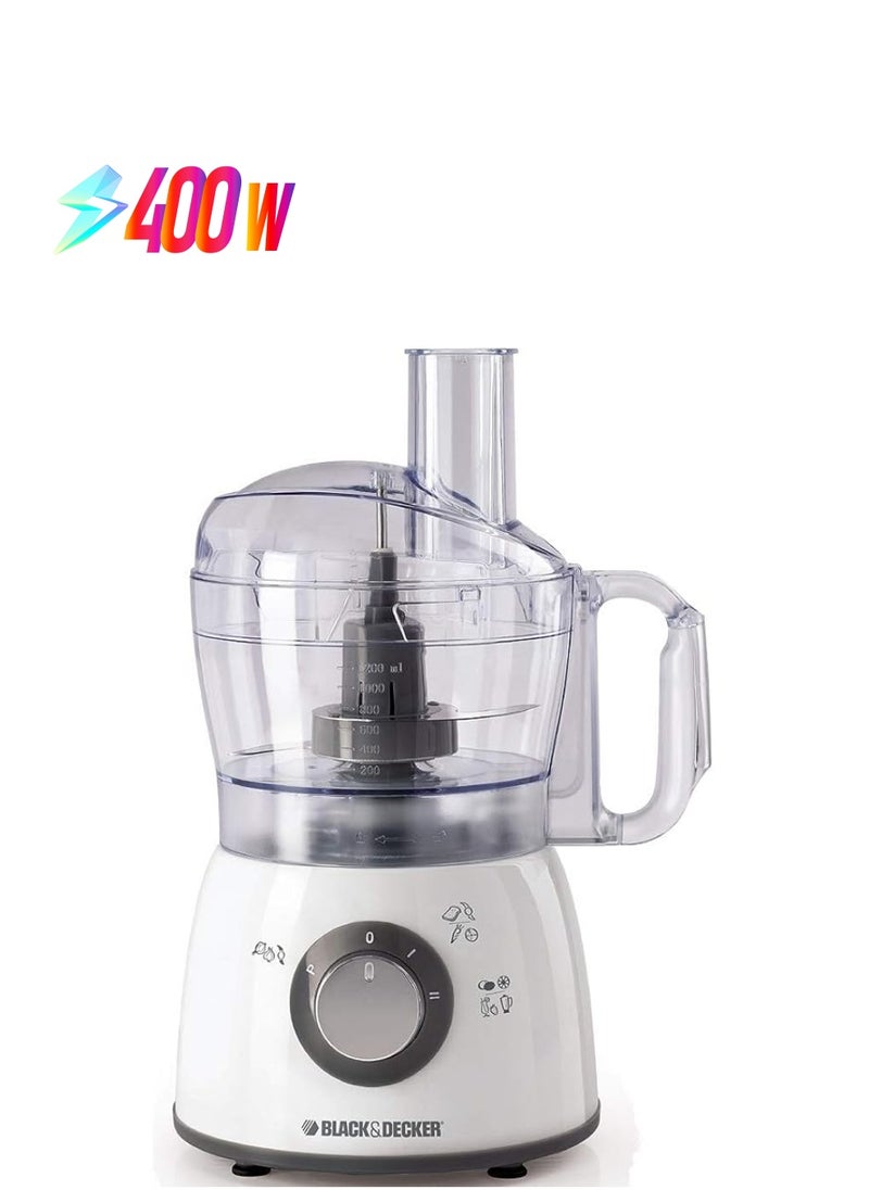 BLACK&DECKER - 400W 18 Functions Food Processor With 4 Accessories Stainless Steel Blades And 2 Speed Pulse Function, 1.2 Litre, Fx400-B5 White - Image 1