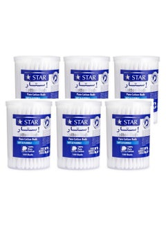 Star Cotton Swabs 600 Pieces - Soft & Flexible Ear Buds - 100% Pure Cotton Double-Ended Cotton Buds - Premium Quality Disposable Swabs - For Babies, Personal Care & Cleaning - Assorted Colors (100x6)  - Image 1