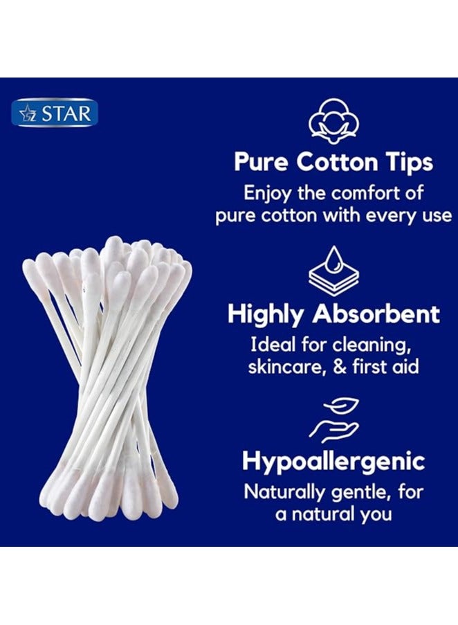 ستار أعواد قطنية 600 قطعة - أعواد تنظيف الأذن ناعمة ومرنة - 100٪ قطن نقي بطرفين - مسحات قطنية عالية الجودة للاستعمال مرة واحدة - مثالية للأطفال، العناية الشخصية والتنظيف - ألوان متنوعة (100×6) - Image 3