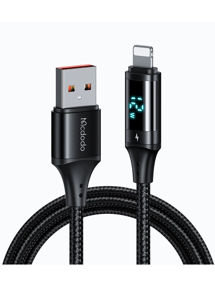 مكدودو MCDODO CA-1060 Lightning 1.2M كابل بيانات شحن سريع بشاشة رقمية أسود - Image 1