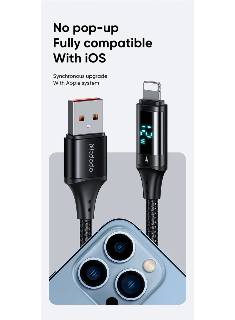 مكدودو MCDODO CA-1060 Lightning 1.2M كابل بيانات شحن سريع بشاشة رقمية أسود - Image 3
