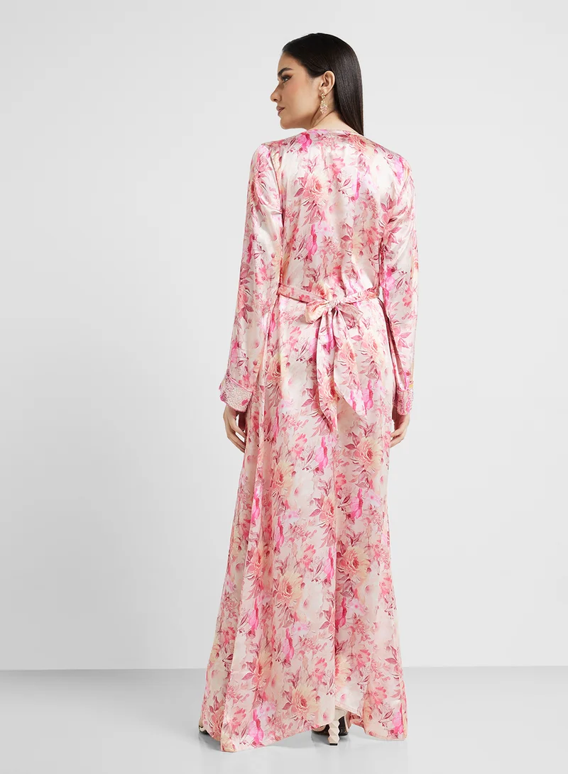 ارابيان كلوزيت Embellished Belted Jalabiya