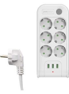 Polosmart MP10 Thermal Current Protected 6-Piece Extension Cable 2m White  - Image 1