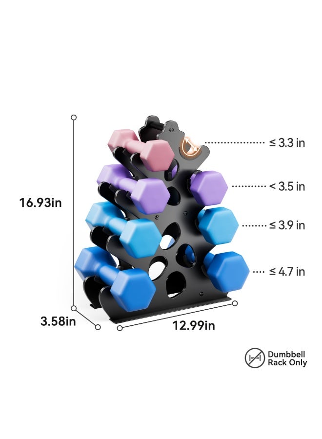 دوغي 【لا تشمل الدمبل】حامل دمبل مع وسادات مضادة للانزلاق لصالة الألعاب الرياضية المنزلية، تصميم إطار على شكل A مضغوط مع مقبض، حامل دمبل مستوحى من المرجان ويوفر توفيراً للمساحة - Image 4