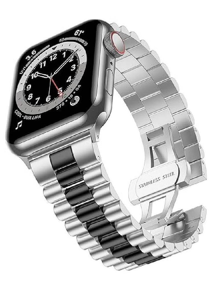 Replacement Band Compatible with Apple Watch 45mm / 44mm / 42mm, Stainless Steel Solid Strap Metal Bracelet for Apple Watch Series 7/6/5/4/3/2/SE - Image 1