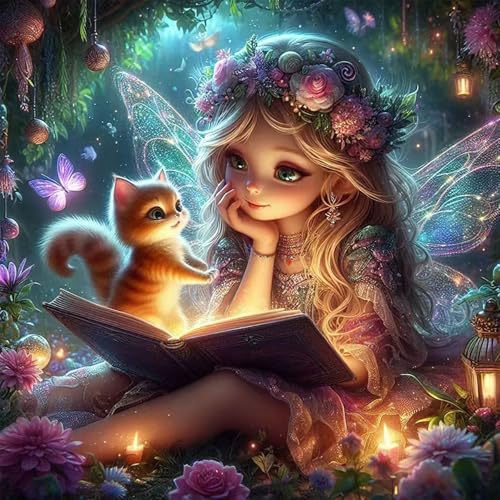 Ekuxom Fairy Diamond Art Kits for Adults-5D Diamond Painting Kits for Adults-DIY Crystal Rhinestones Diamond Painting for Wall Home Decor 14x14inch - Image 1
