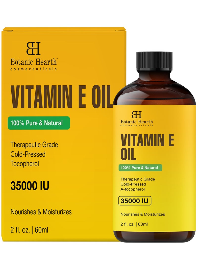 Botanic Hearth Vitamin E Oil | 100% Pure and Natural oil for Growth of Nails, Hair, Eyebrows & Eyelashes | 35,000 IU | Hair & Body Oil with Eyebrow & Eyelash Brush| 2 Fl Oz - Image 1