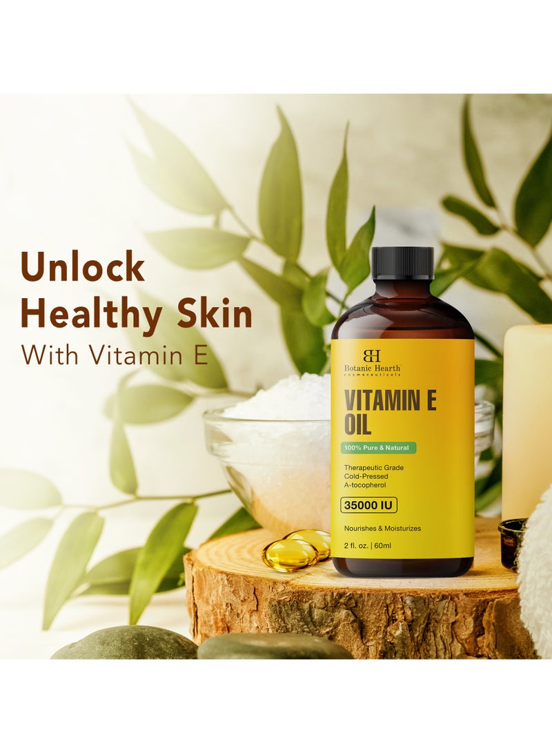 Botanic Hearth Vitamin E Oil | 100% Pure and Natural oil for Growth of Nails, Hair, Eyebrows & Eyelashes | 35,000 IU | Hair & Body Oil with Eyebrow & Eyelash Brush| 2 Fl Oz - Image 2