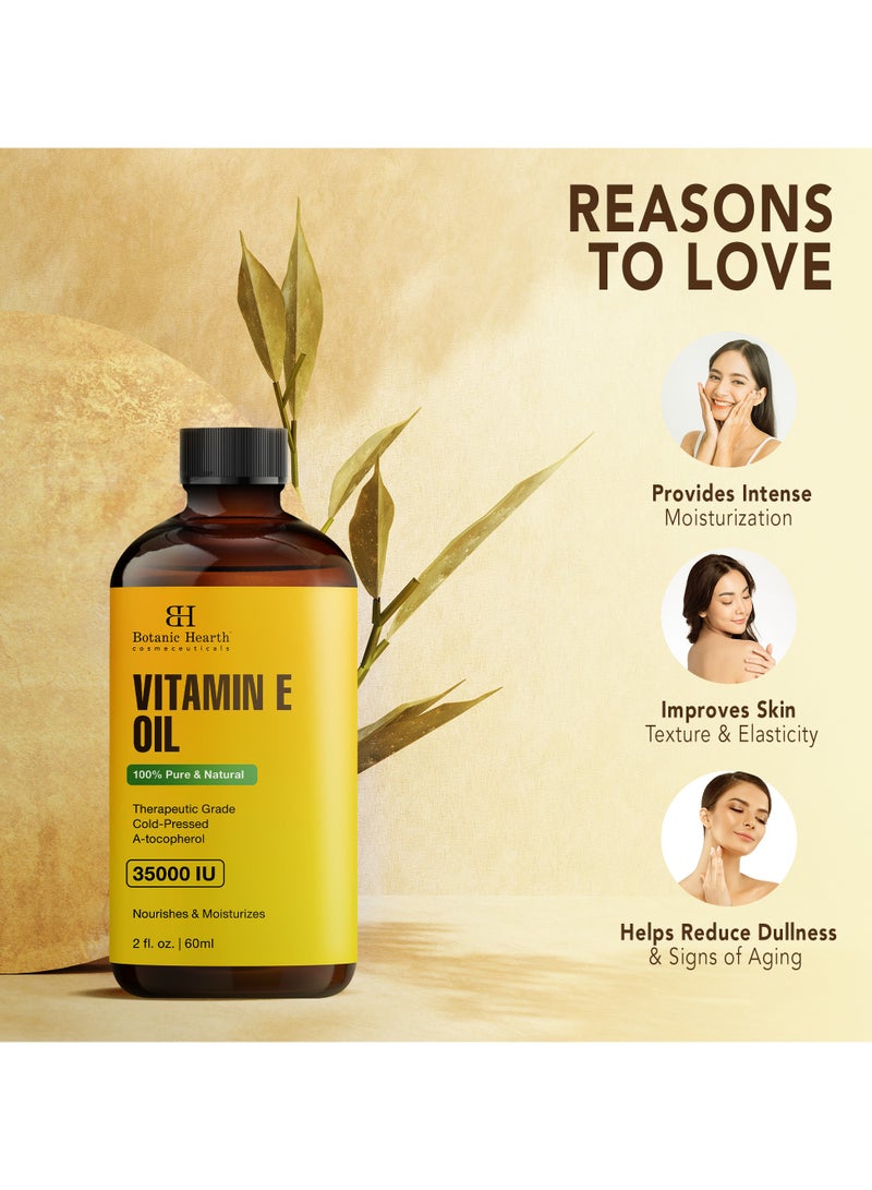 Botanic Hearth Vitamin E Oil | 100% Pure and Natural oil for Growth of Nails, Hair, Eyebrows & Eyelashes | 35,000 IU | Hair & Body Oil with Eyebrow & Eyelash Brush| 2 Fl Oz - Image 3