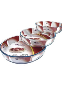 Homemaker Turkish-Made Premium 3-Piece Round Glass Baking Dish Set – 3L, 2.1L & 1.5L – Clear, Elegant & Oven-Safe for Everyday Baking and Serving  - Image 1