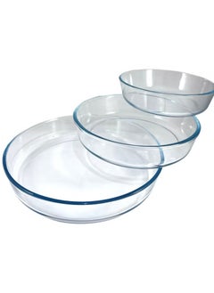 Homemaker Turkish-Made Premium 3-Piece Round Glass Baking Dish Set – 3L, 2.1L & 1.5L – Clear, Elegant & Oven-Safe for Everyday Baking and Serving  - Image 2
