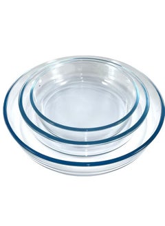Homemaker Turkish-Made Premium 3-Piece Round Glass Baking Dish Set – 3L, 2.1L & 1.5L – Clear, Elegant & Oven-Safe for Everyday Baking and Serving  - Image 3