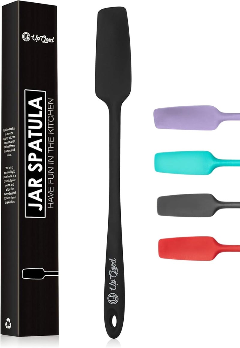UpGood Silicone Jar Spatula | 600F Heat Resistant Non-Stick Rubber Scraper | Perfect for Jars, Smoothies, Blenders | One Piece Utensils | Durable Kitchen Cookware ( Professional Spatulas, Black) - Image 1