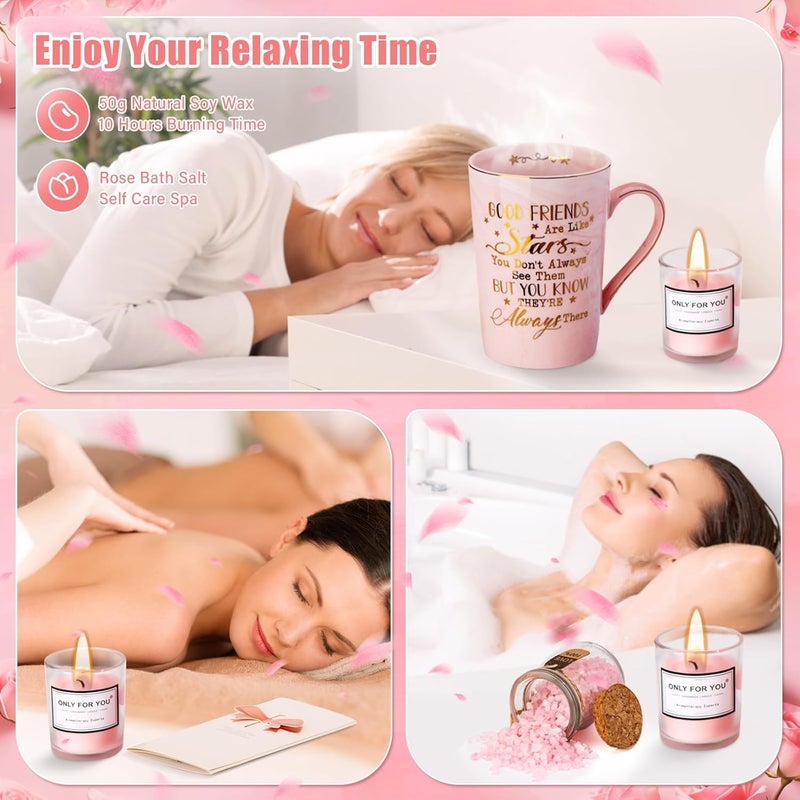 ALBISS Inspirational Gift for Friend, Thank You Gifts for women，هدايا للنساء فخمه with Scented Candle，Bath Salts，Ceramic Mug with Gold Print，Card，Gift Box Birthday Christmas عيد الفطر for Her，Friend，Besties - Image 5