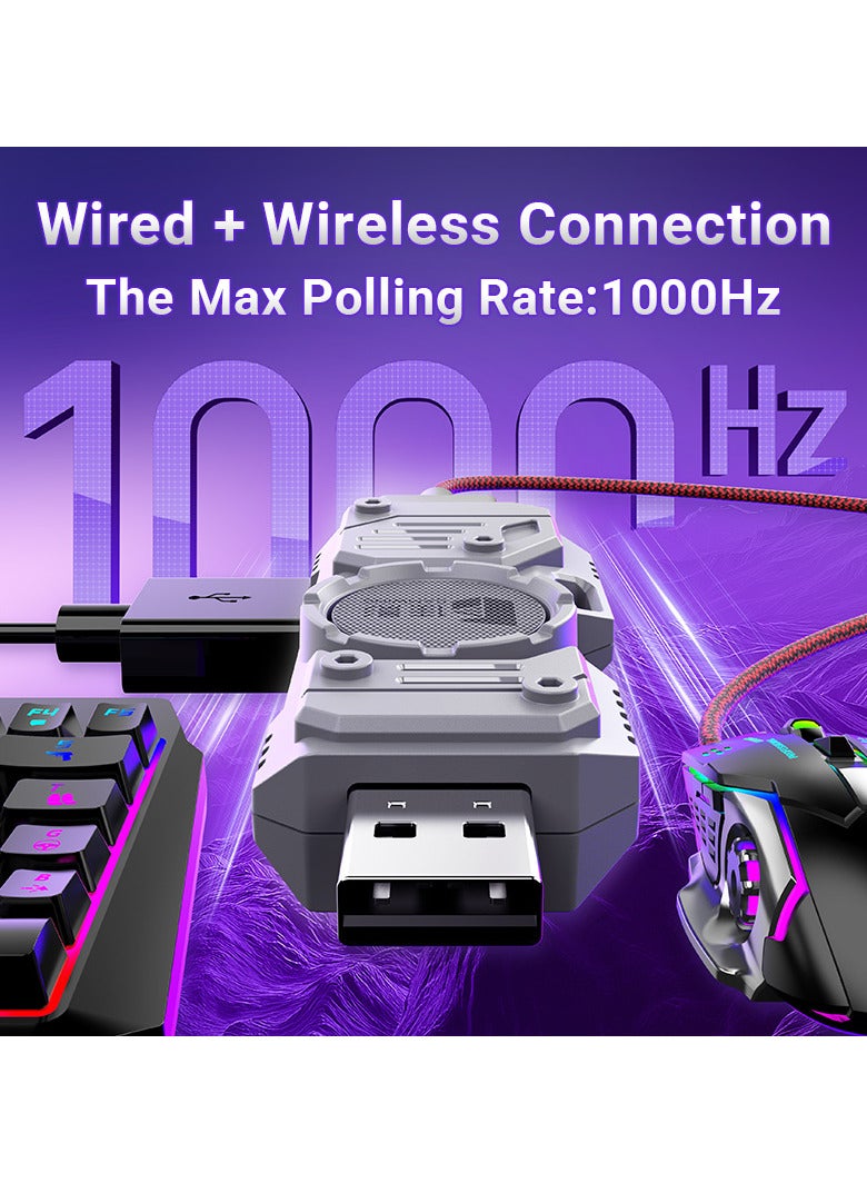 general M9 5 in 1 mobile gaming keyboard and mouse combo pack for Android iOS most of the games, no APP mapping plug and play, wired and bluetooth dual mode, also support office mode - Image 4