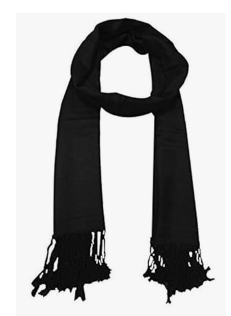 وشاح/شال شتوي دافئ للرجال والنساء باللون الأسود - Image 1