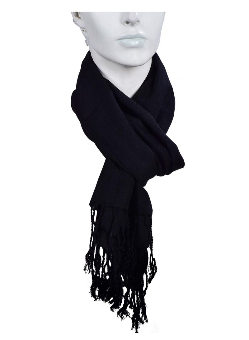 وشاح/شال شتوي دافئ للرجال والنساء باللون الأسود - Image 2