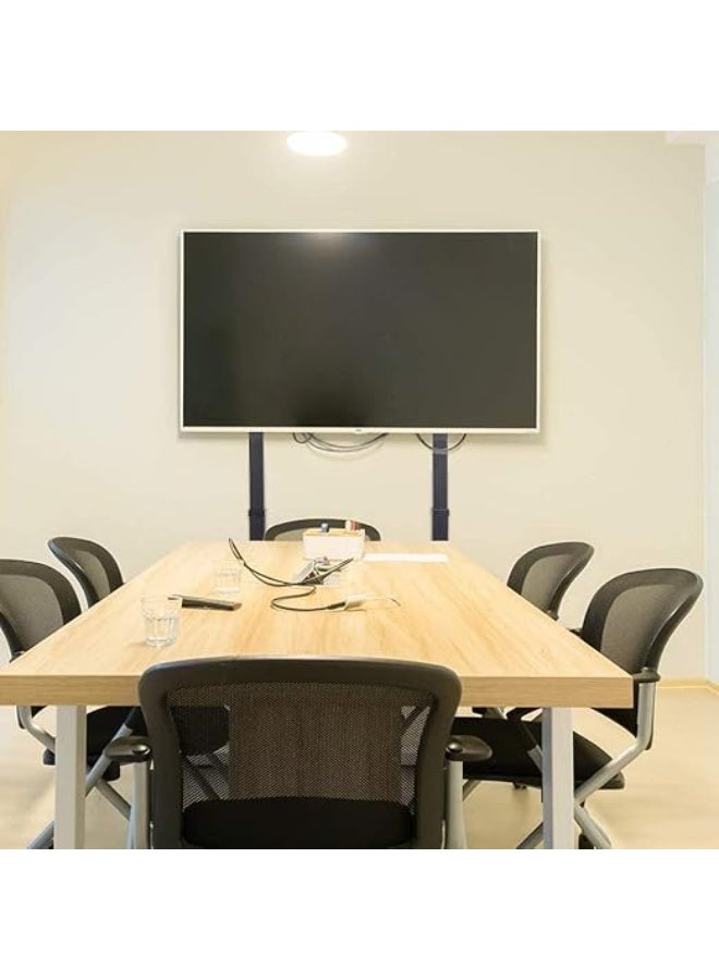 حامل تلفزيون معدني متحرك بارتفاع قابل للتعديل – يناسب شاشات من 32 إلى 75 بوصة، لون أسود - Image 4